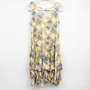 Shana Womens Floral Adjustable Ruched Balloon Hem Boho Lagenlook Dress Size XS